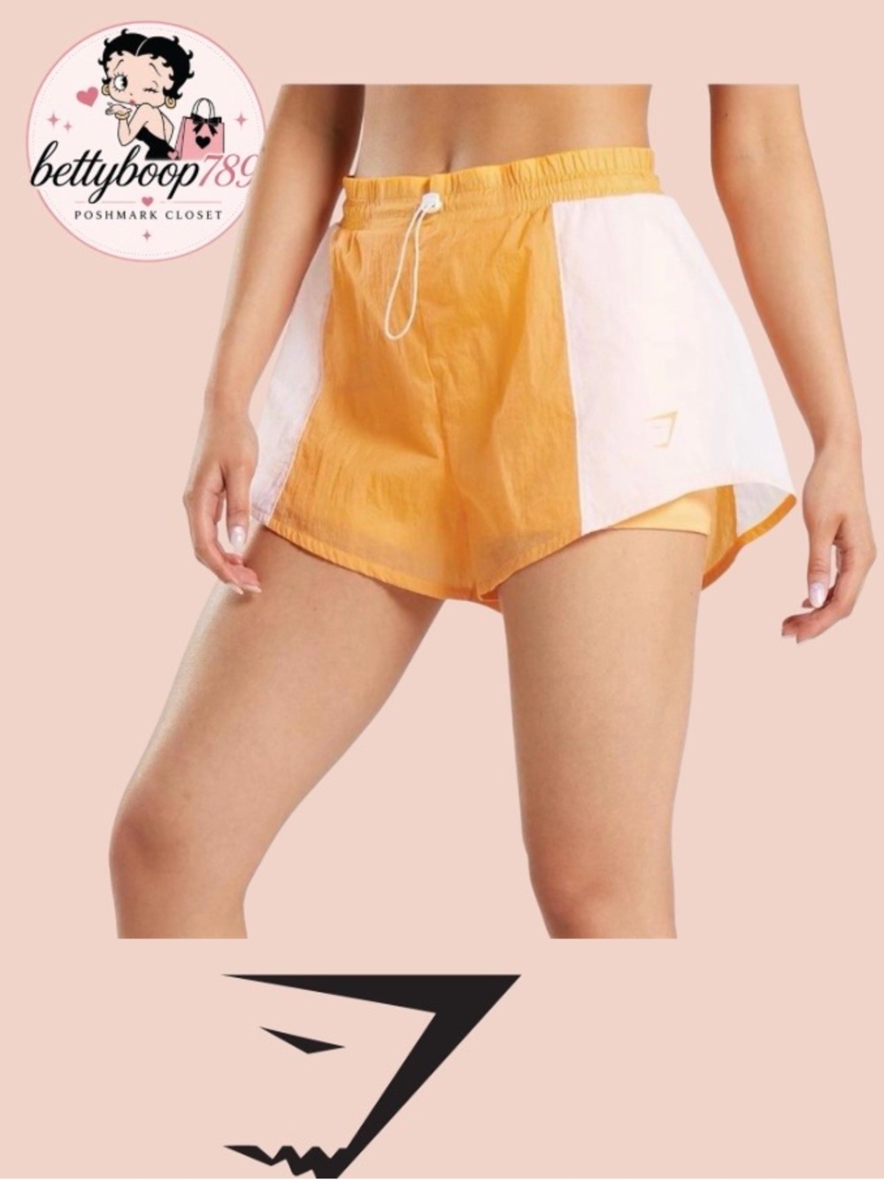 Gymshark Women’s Orange and White Athletic Shorts